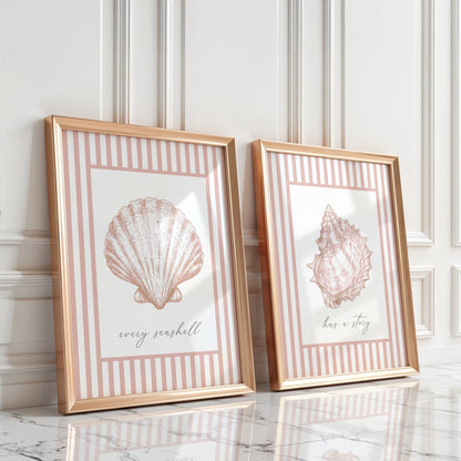 Pink Seashell Prints (Every Seashell Has a Story) | Set of 2