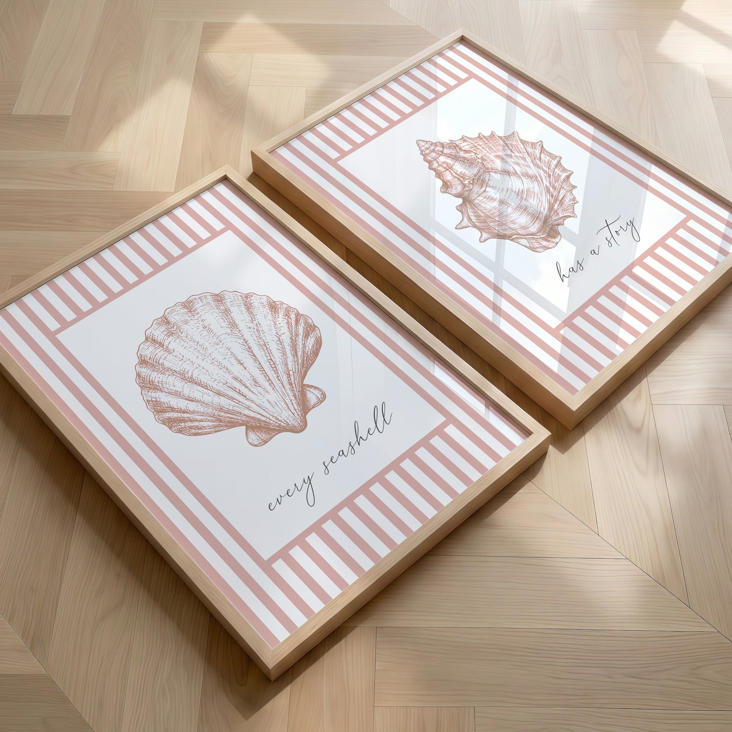 Pink Seashell Prints (Every Seashell Has a Story) | Set of 2