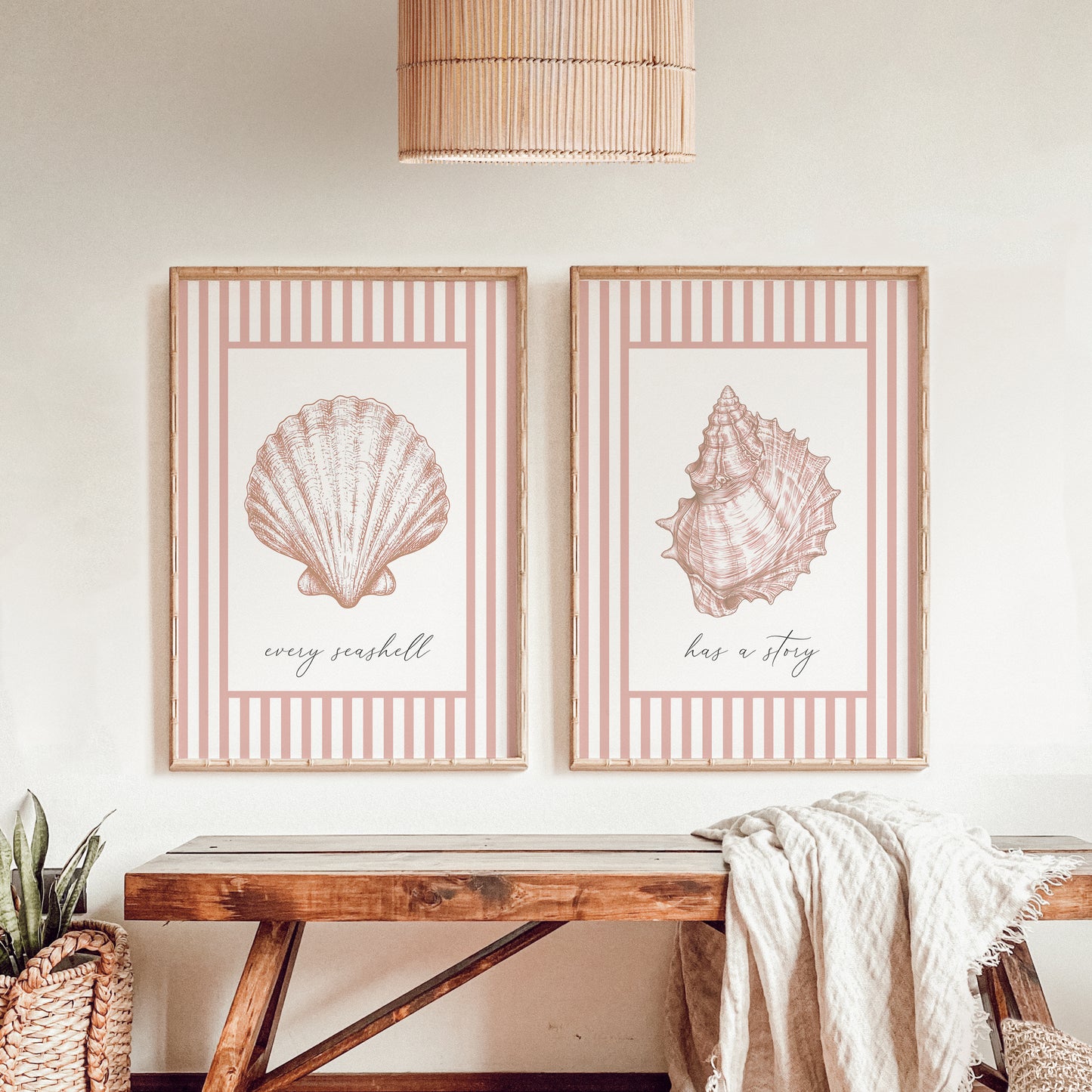 Pink Seashell Prints (Every Seashell Has a Story) | Set of 2