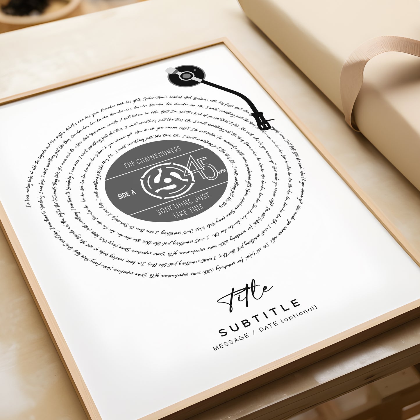 Personalised Vinyl Record Song Lyrics Print | For Dads