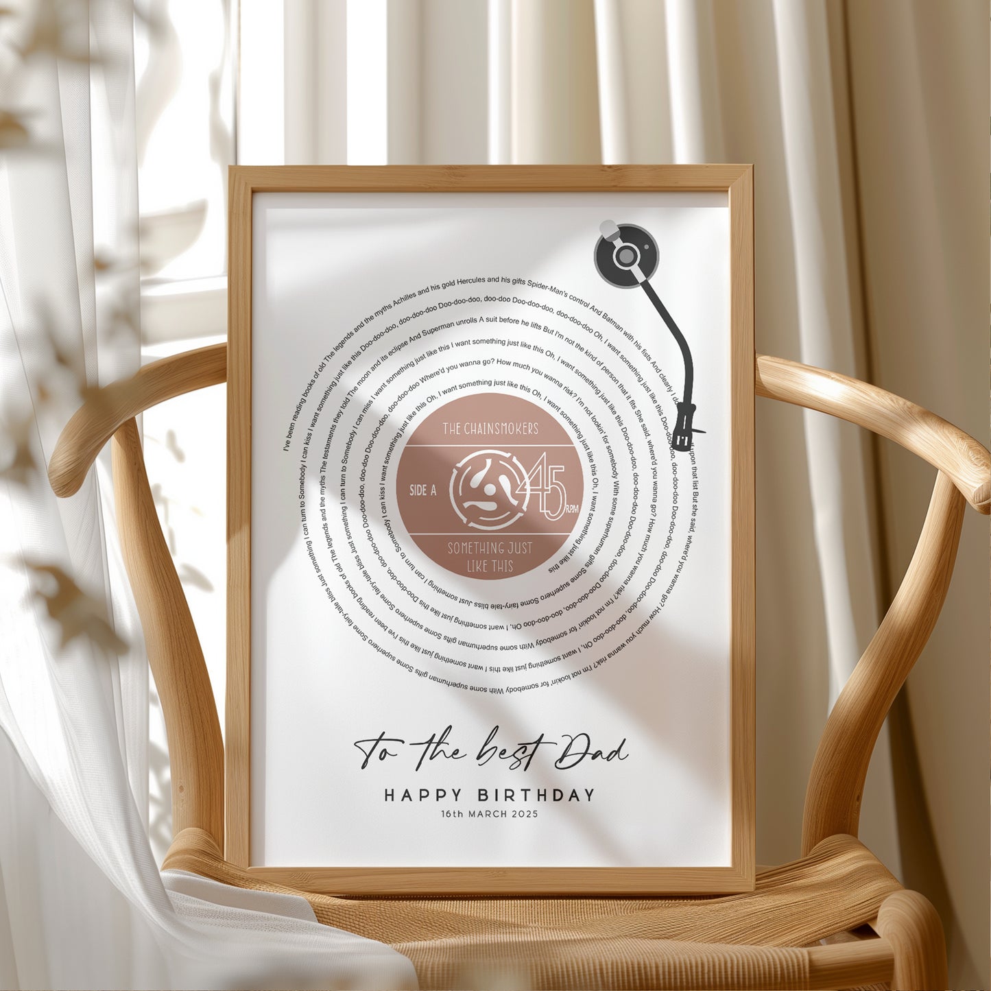 Personalised Vinyl Record Song Lyrics Print | For Dads