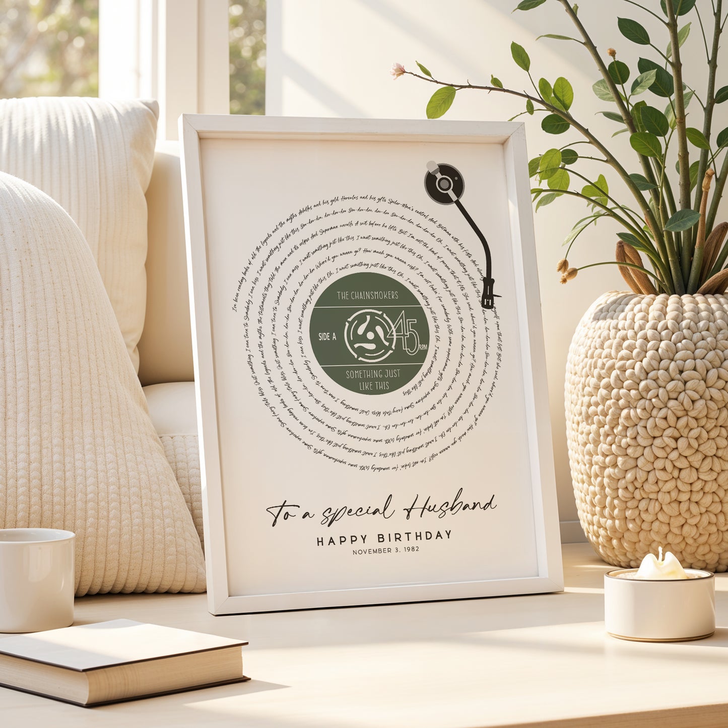 Personalised Vinyl Record Song Lyrics Print | For Him