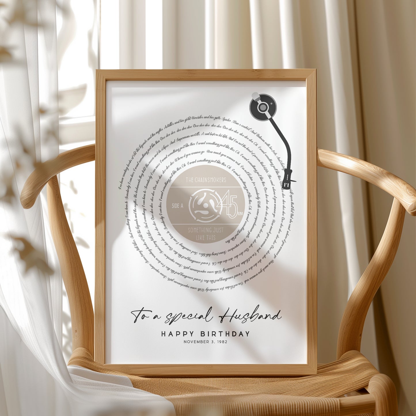 Personalised Vinyl Record Song Lyrics Print | For Him