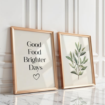 Good Food Brighter Days Botanical Kitchen Print | Set of 2