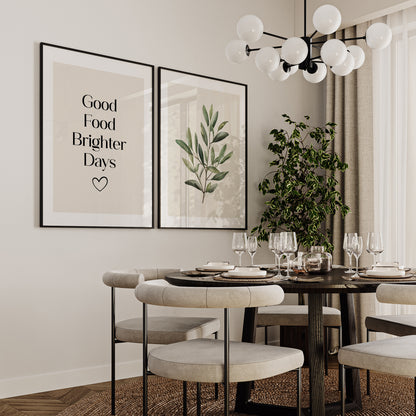Good Food Brighter Days Botanical Kitchen Print | Set of 2