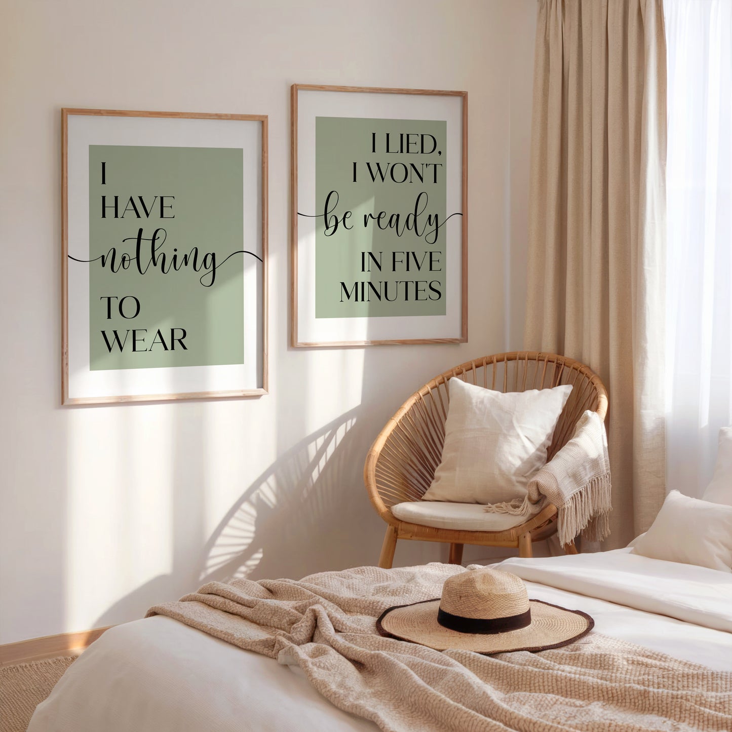 I Lied I Won't be Ready in Five Minutes / I Have Nothing to Wear | Set of 2 Bedroom Prints