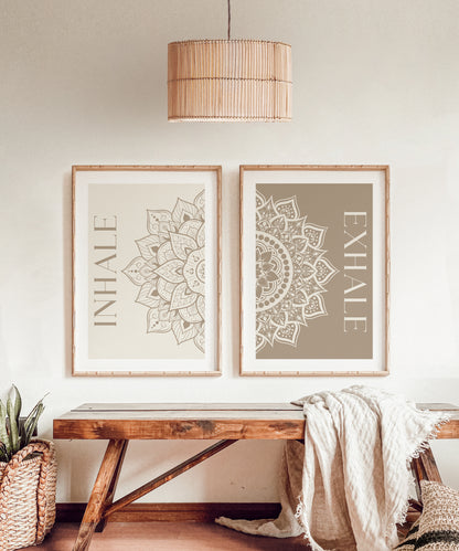 Inhale and Exhale Mandala | Beige Print