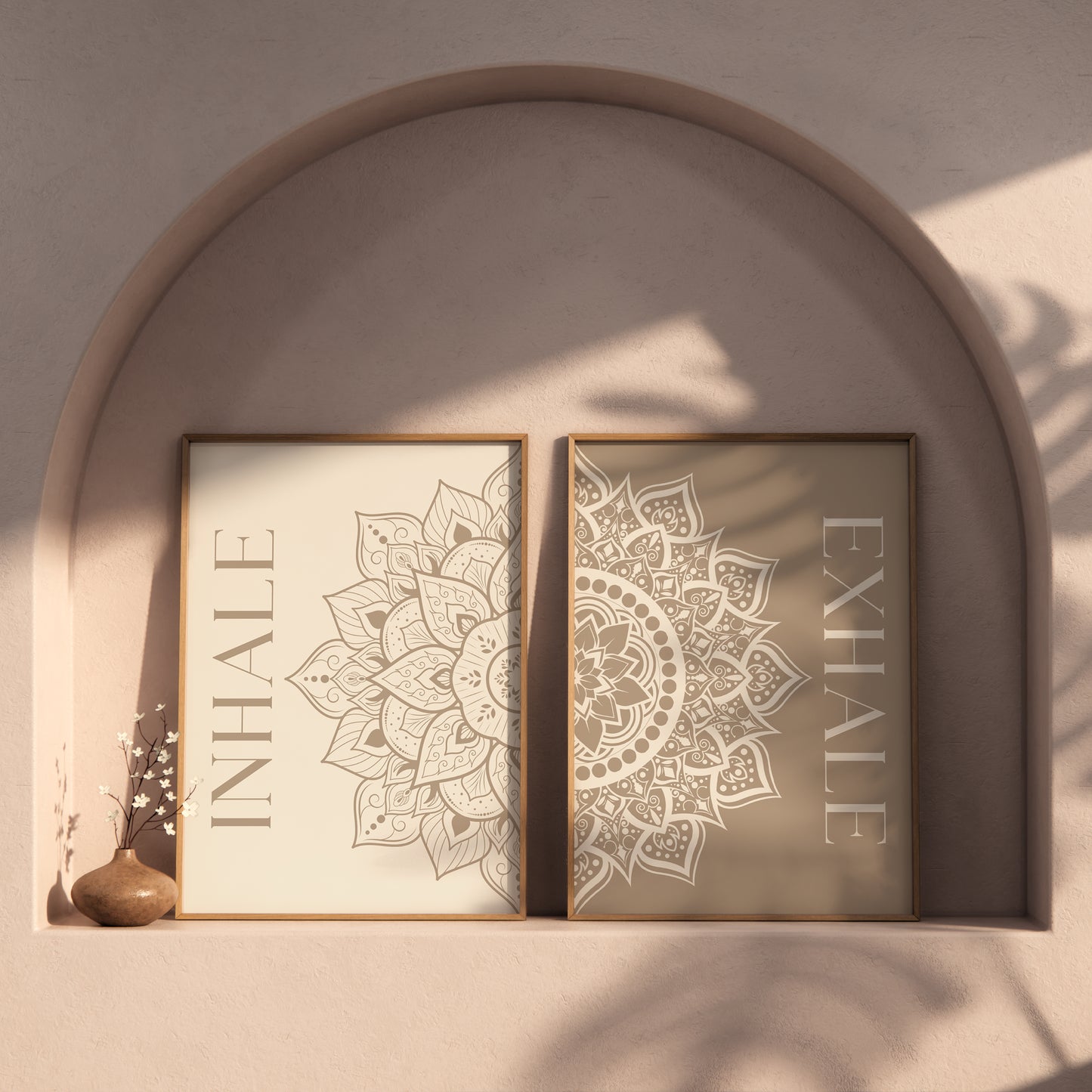Inhale and Exhale Mandala | Beige Print
