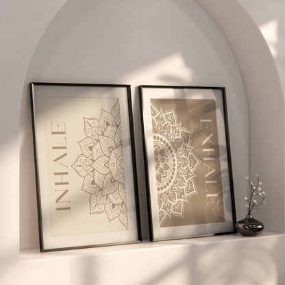 Inhale and Exhale Mandala | Beige Print