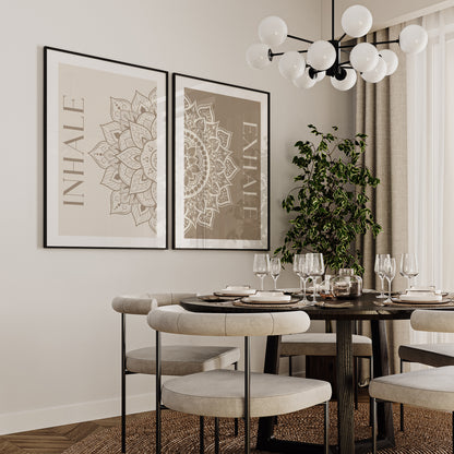 Inhale and Exhale Mandala | Beige Print