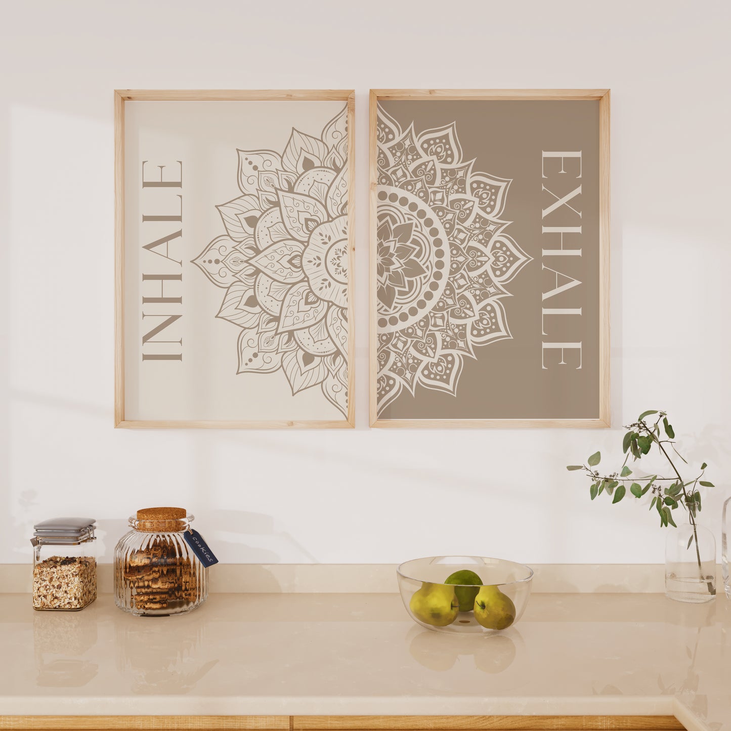 Inhale and Exhale Mandala | Beige Print