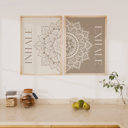 Inhale and Exhale Mandala | Beige Print