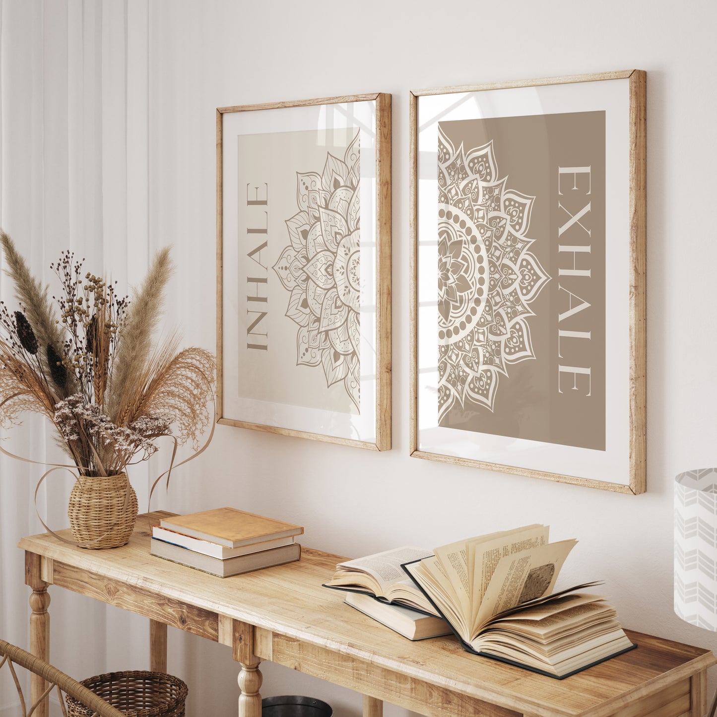 Inhale and Exhale Mandala | Beige Print