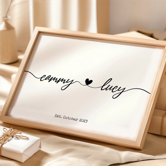 Personalised Couples Name Print