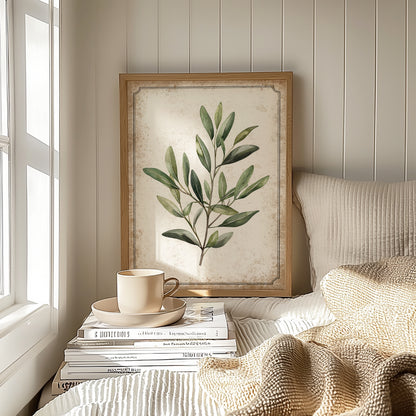 Vintage Olive Branch Print