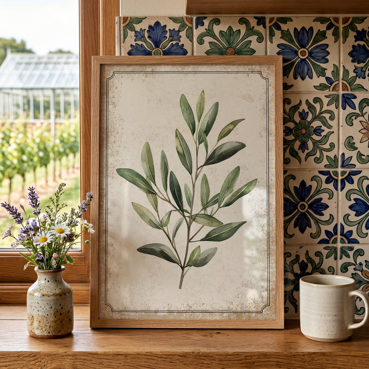 Vintage Olive Branch Print