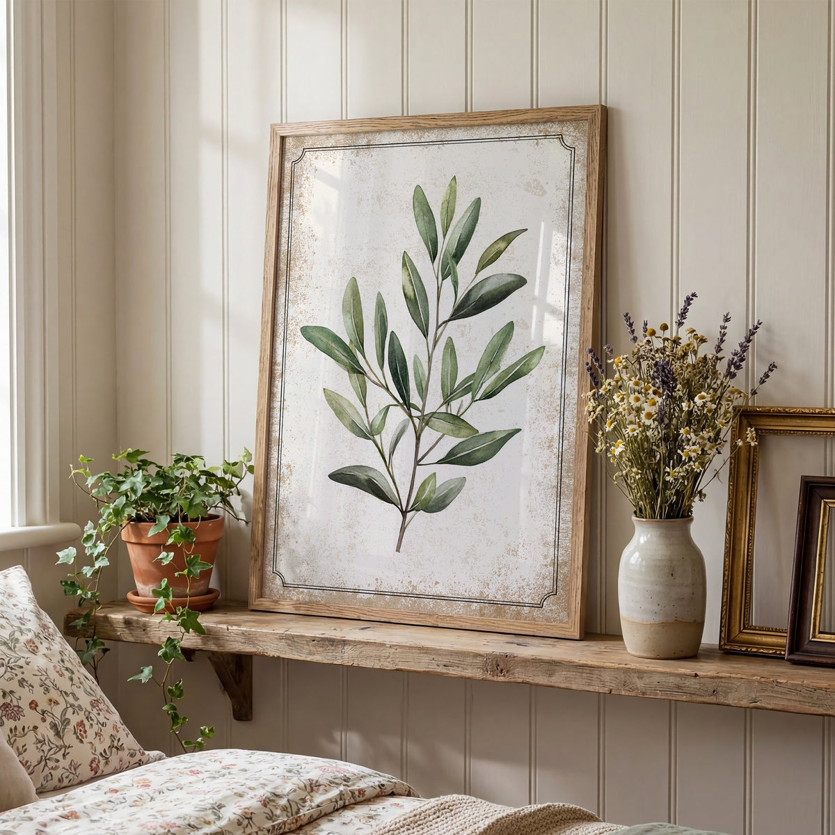 Vintage Olive Branch Print