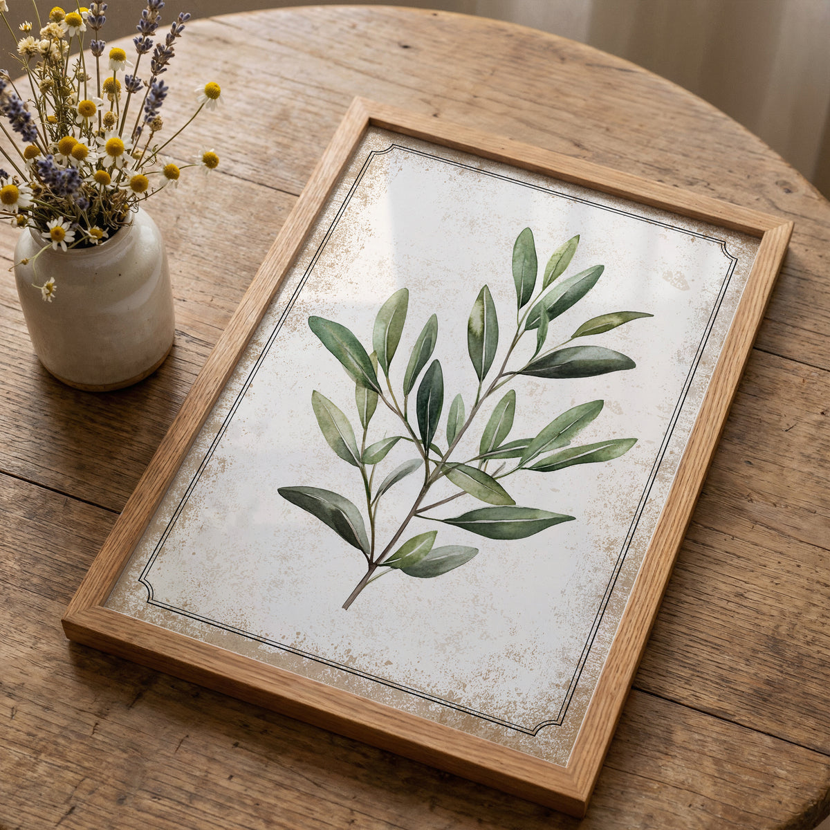 Vintage Olive Branch Print