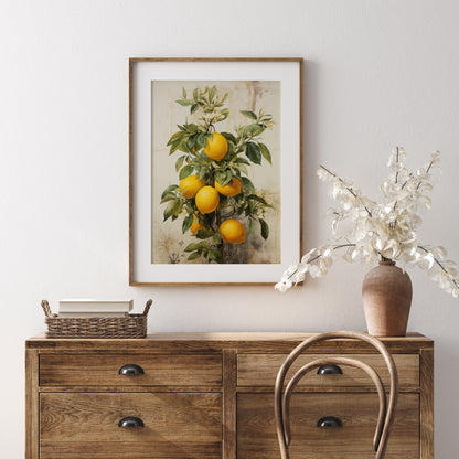 Vintage Lemon Tree - Farmhouse Kitchen Lemon Painting