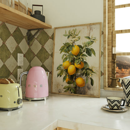 Vintage Lemon Tree - Farmhouse Kitchen Lemon Painting