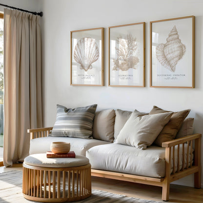 Coastal Collection | Set of 3 Neutral Seashell Prints