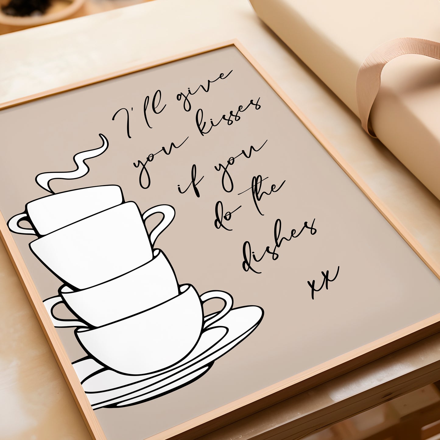 I'll Give You Kisses If You Do The Dishes | Kitchen Print
