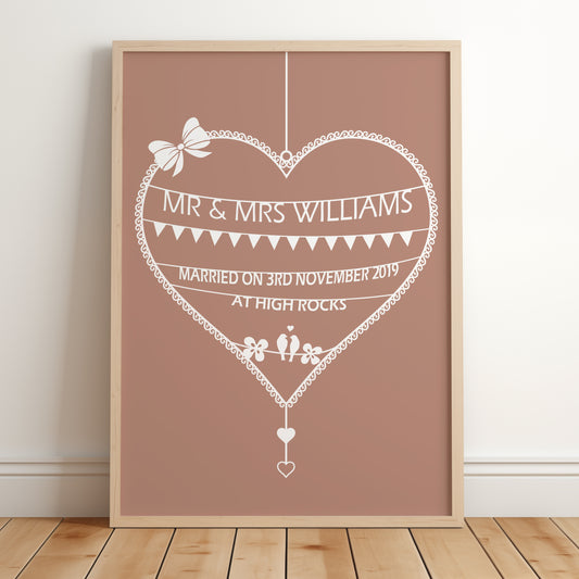 Personalised Wedding Print, Paper Anniversary Gift For Him, Newlywed Couple Gift