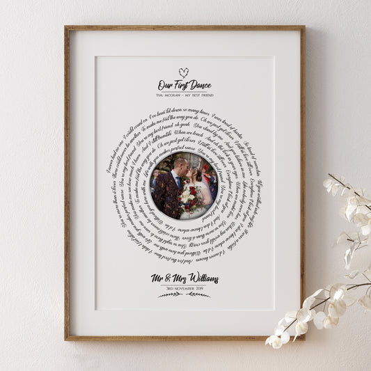 Song Lyrics Vinyl Record Print, Our First Dance Print, Wedding Song Gift